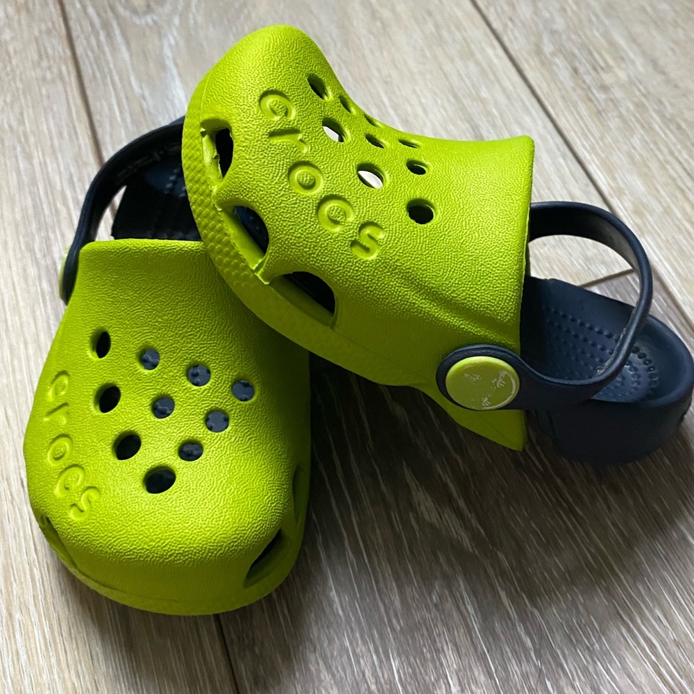 Green and Navy Toddler Crocs